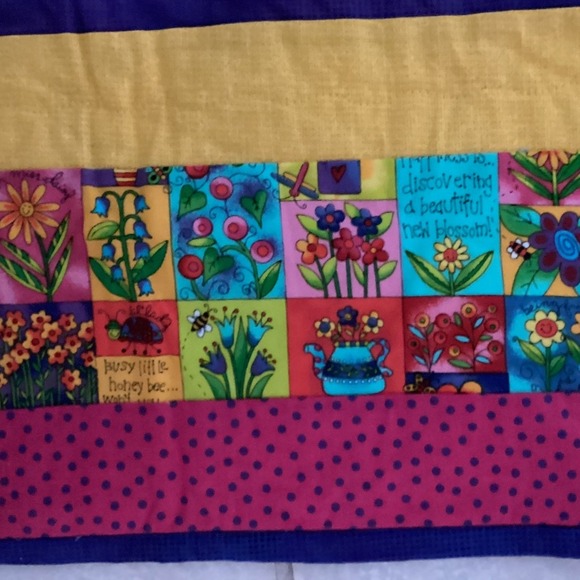 Handmade Other - Kids Quilt Blanket Handmade Floral Bee Patchwork Cottagecore Grandmacore